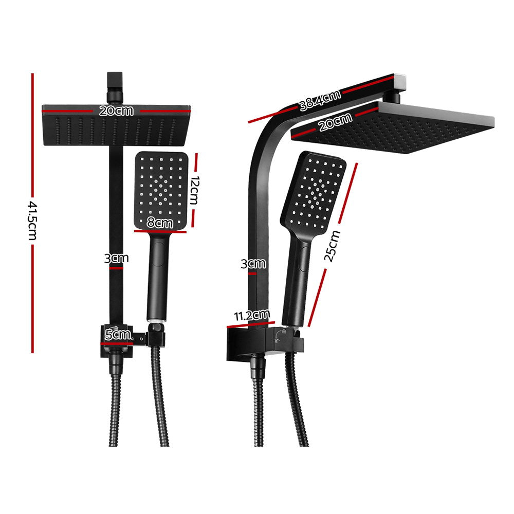 Cefito 8'' Rain Shower Head Set Handheld Square High Pressure Black