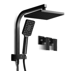 Cefito 8'' Rain Shower Head Set Handheld Round High Pressure Twins Tap Black