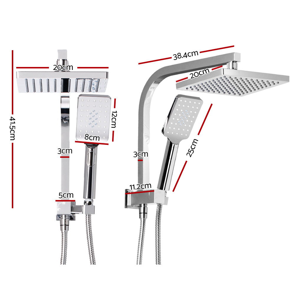 Cefito 8'' Rain Shower Head Set Handheld Square High Pressure Chrome