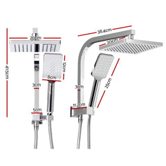 Cefito 8'' Rain Shower Head Set Handheld Square High Pressure Chrome