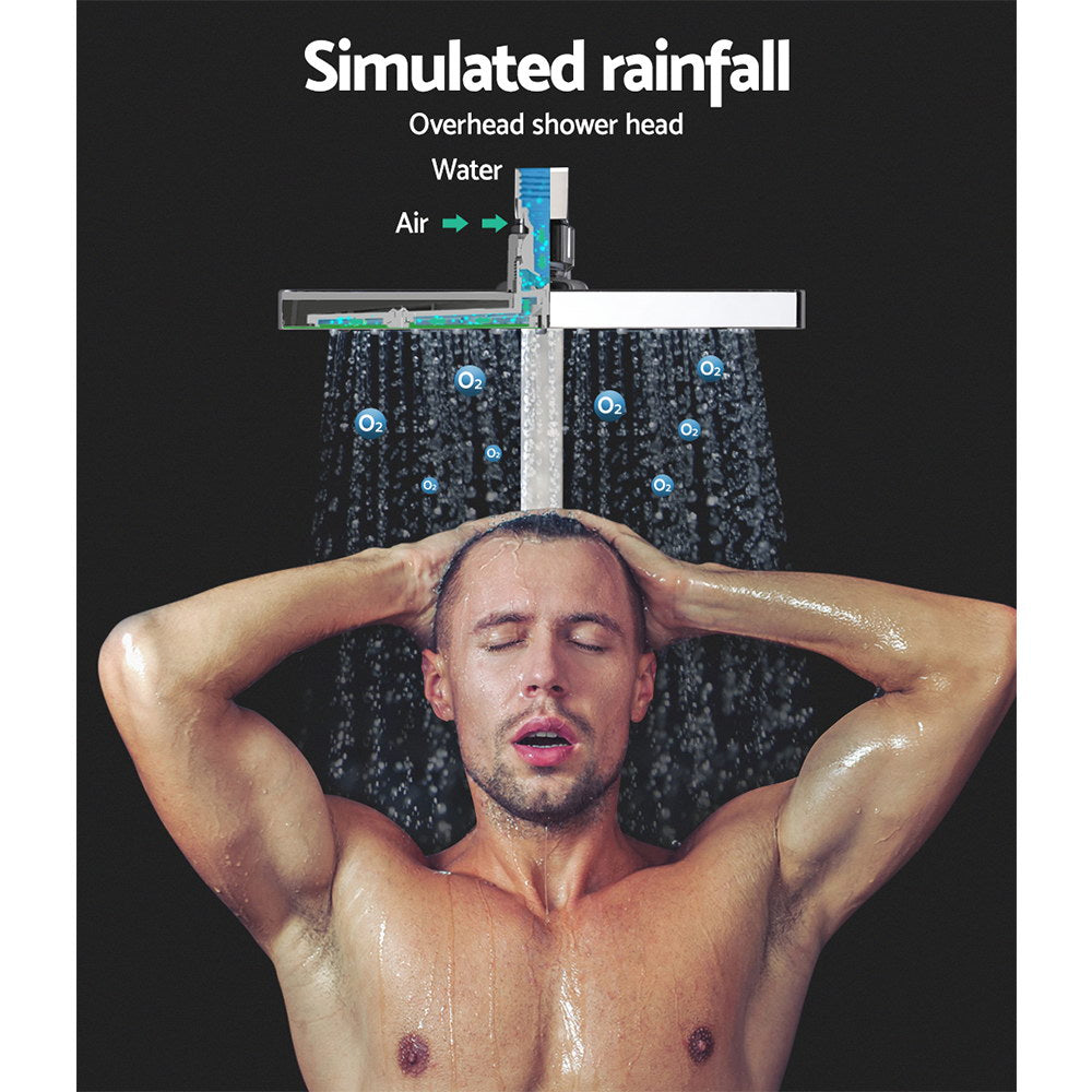Cefito 8'' Rain Shower Head Set Handheld Square High Pressure Chrome
