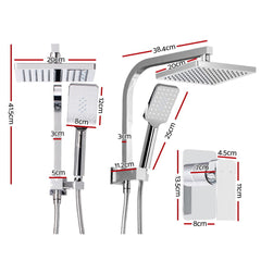 Cefito 8'' Rain Shower Head Set Handheld Round High Pressure Mixer Tap Chrome