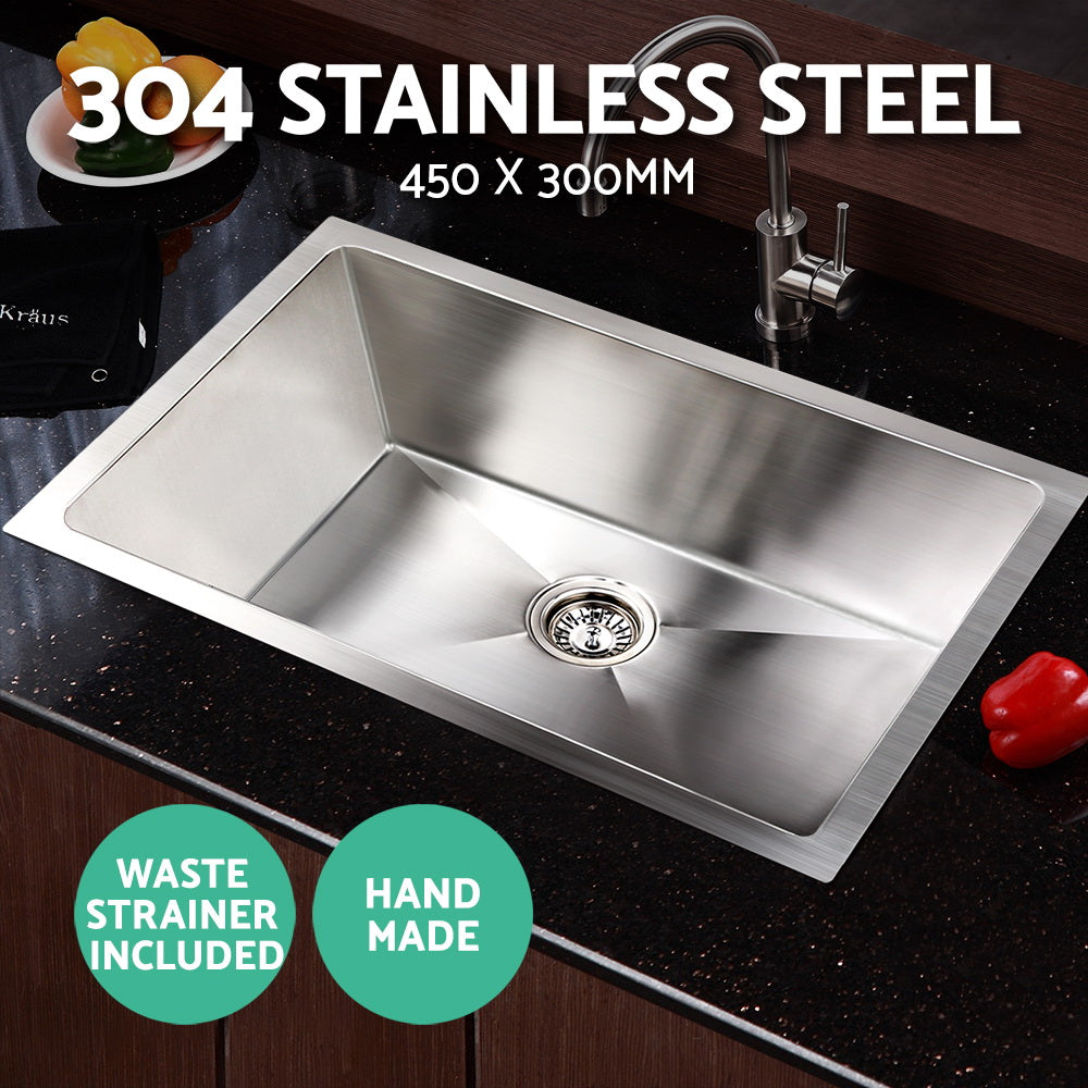 Cefito Kitchen Sink 45X30CM Stainless Steel Basin Single Bowl Silver