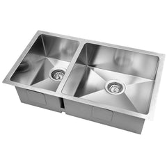 Cefito Kitchen Sink 71X45CM Stainless Steel Basin Double Bowl Silver
