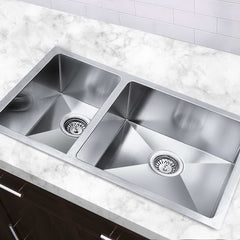 Cefito Kitchen Sink 71X45CM Stainless Steel Basin Double Bowl Silver