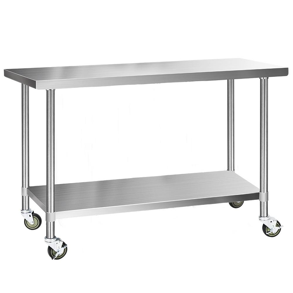 Cefito 1524x610mm Stainless Steel Kitchen Bench with Wheels 430