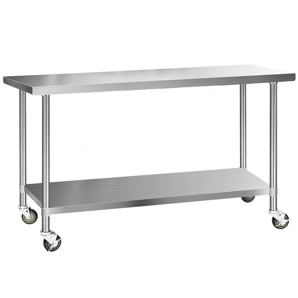 Cefito 1829x610mm Stainless Steel Kitchen Bench with Wheels 430