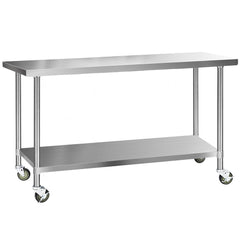 Cefito 1829x610mm Stainless Steel Kitchen Bench with Wheels 430