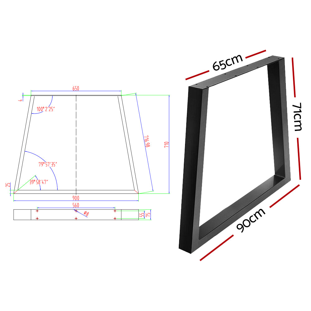Artiss Metal Table Legs DIY Trapezoid 65X90CM Set of 2