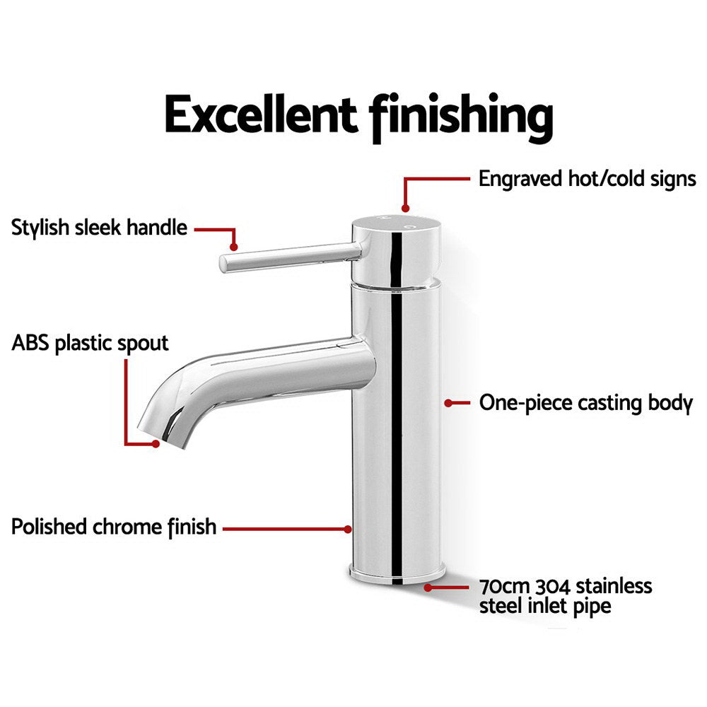 Cefito Bathroom Basin Mixer Tap Round Brass Faucet Vanity Laundry Chrome