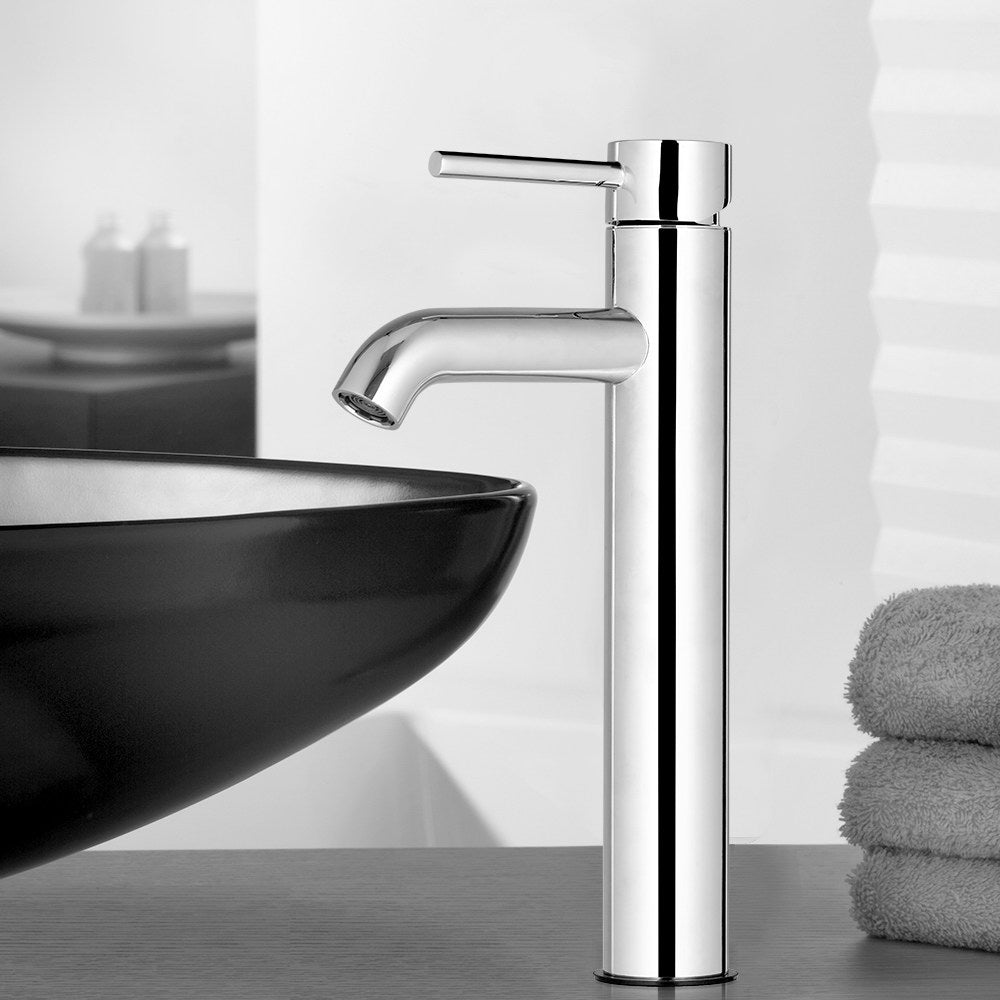 Cefito Bathroom Basin Mixer Tap Round Tall Faucet Vanity Laundry Chrome