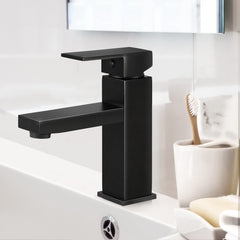 Cefito Bathroom Basin Mixer Tap Square Faucet Vanity Laundry Black