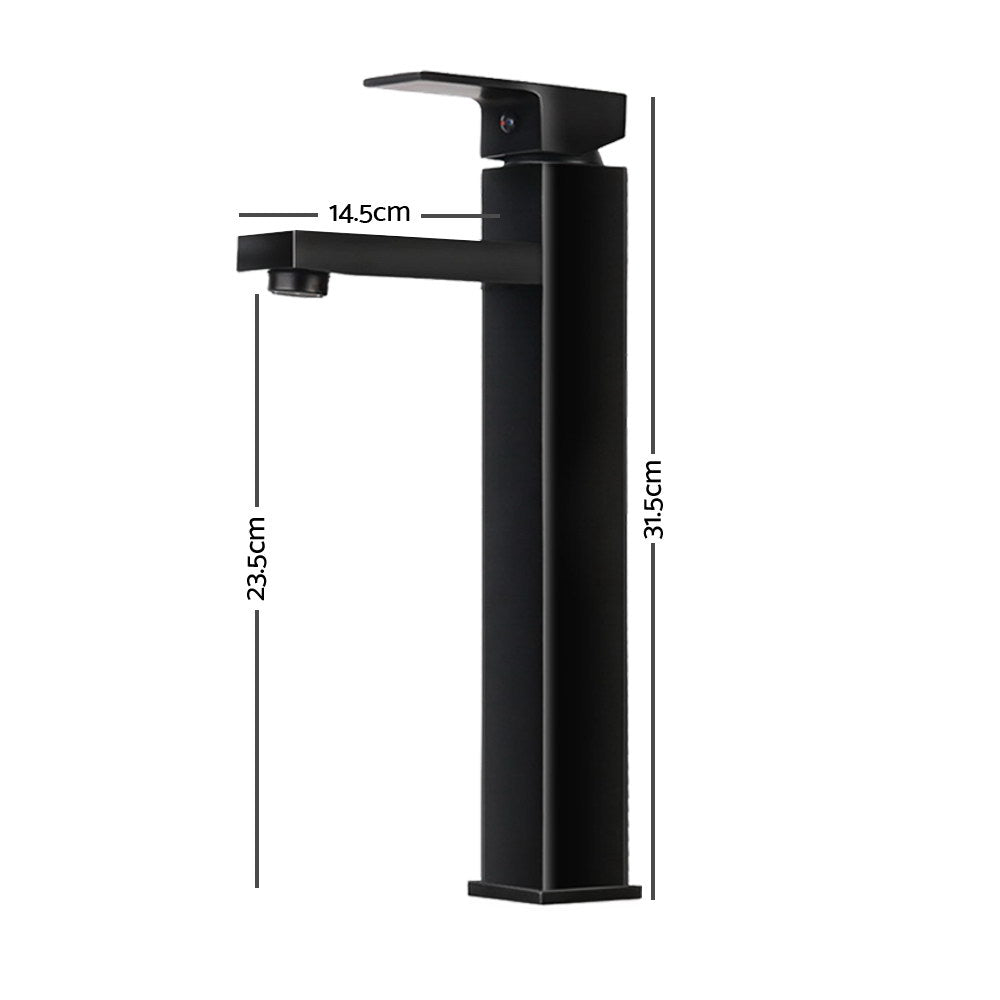Cefito Bathroom Basin Mixer Tap Square Tall Faucet Vanity Laundry Black