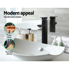 Cefito Bathroom Basin Mixer Tap Square Tall Faucet Vanity Laundry Black