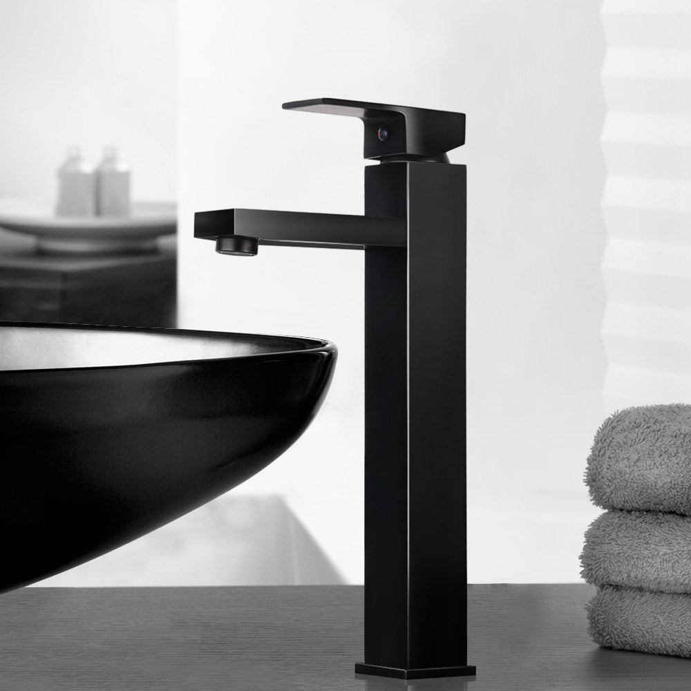 Cefito Bathroom Basin Mixer Tap Square Tall Faucet Vanity Laundry Black
