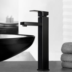 Cefito Bathroom Basin Mixer Tap Square Tall Faucet Vanity Laundry Black