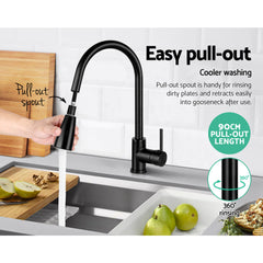 Cefito Kitchen Mixer Tap Pull Out 2 Mode Sink Faucet Basin Laundry Black