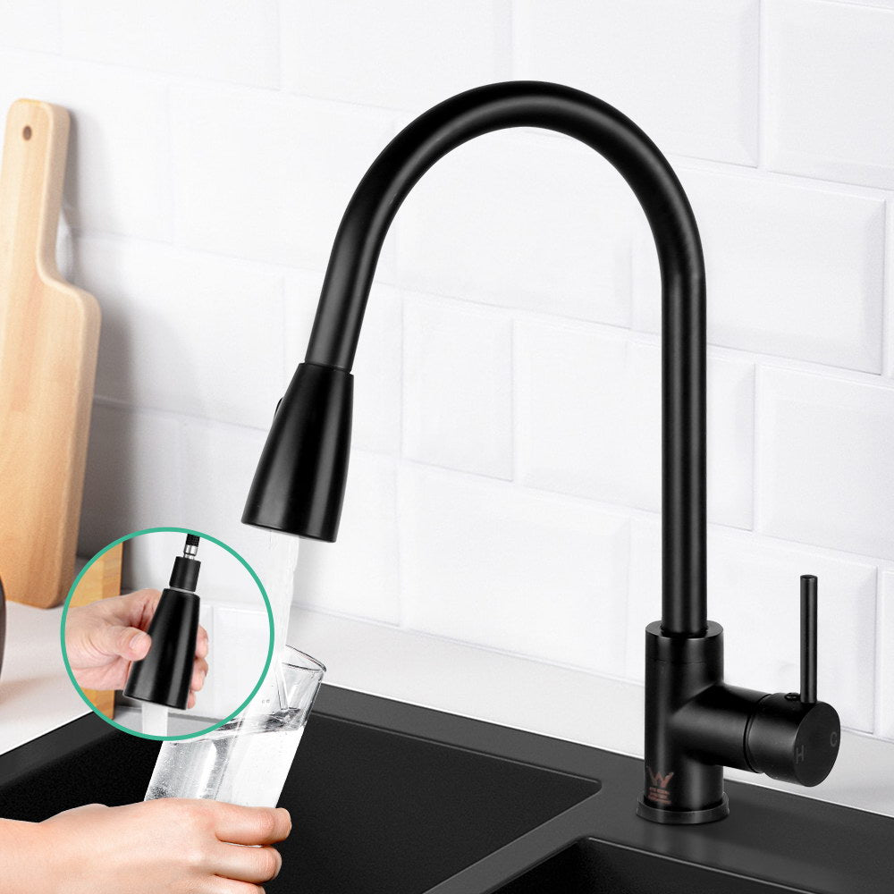Cefito Kitchen Mixer Tap Pull Out 2 Mode Sink Faucet Basin Laundry Black