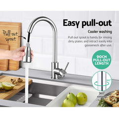 Cefito Kitchen Mixer Tap Pull Out 2 Mode Sink Faucet Basin Laundry Chrome