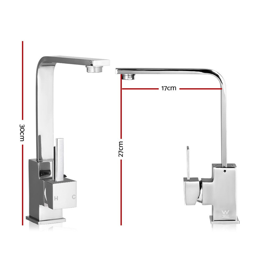 Cefito Kitchen Mixer Tap Mixer Square Sink Faucet Basin Laundry Chrome
