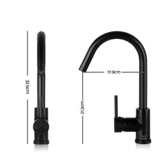 Cefito Kitchen Mixer Tap Mixer Round Sink Faucet Basin Laundry Black