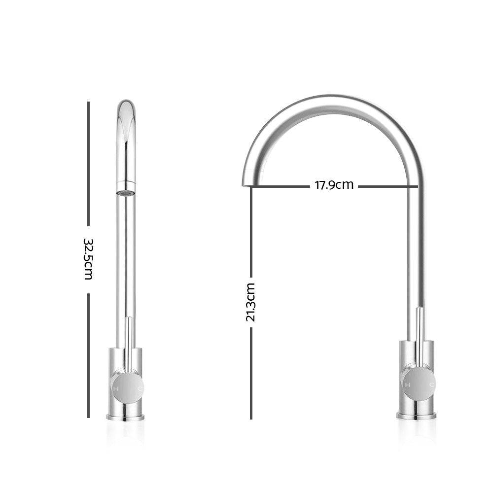 Cefito Kitchen Mixer Tap Mixer Round Sink Faucet Basin Laundry Chrome