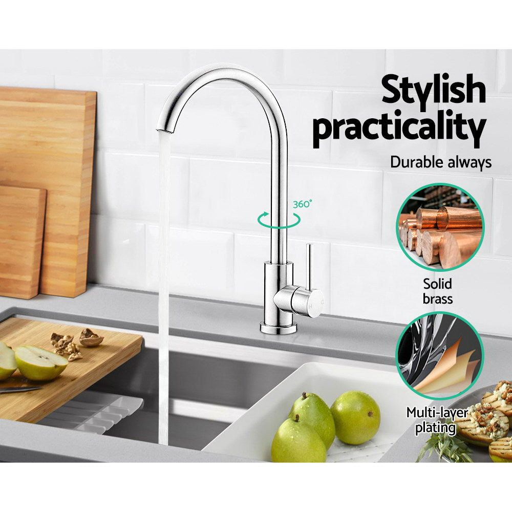 Cefito Kitchen Mixer Tap Mixer Round Sink Faucet Basin Laundry Chrome