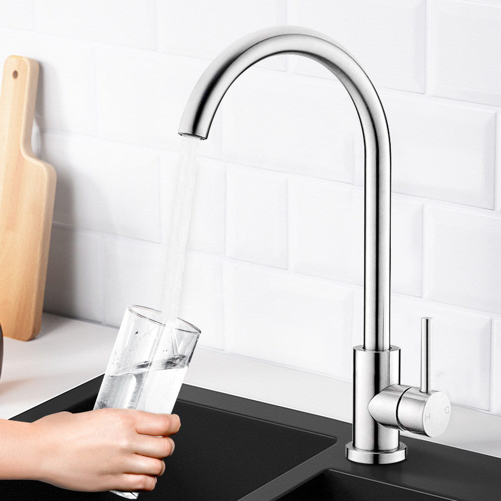 Cefito Kitchen Mixer Tap Mixer Round Sink Faucet Basin Laundry Chrome