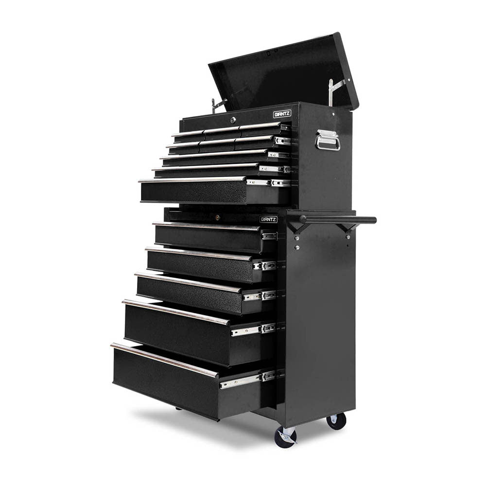 Giantz 14 Drawer Tool Box Cabinet Chest Mechanic Garage Storage Trolley Black