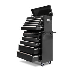 Giantz 14 Drawer Tool Box Cabinet Chest Mechanic Garage Storage Trolley Black