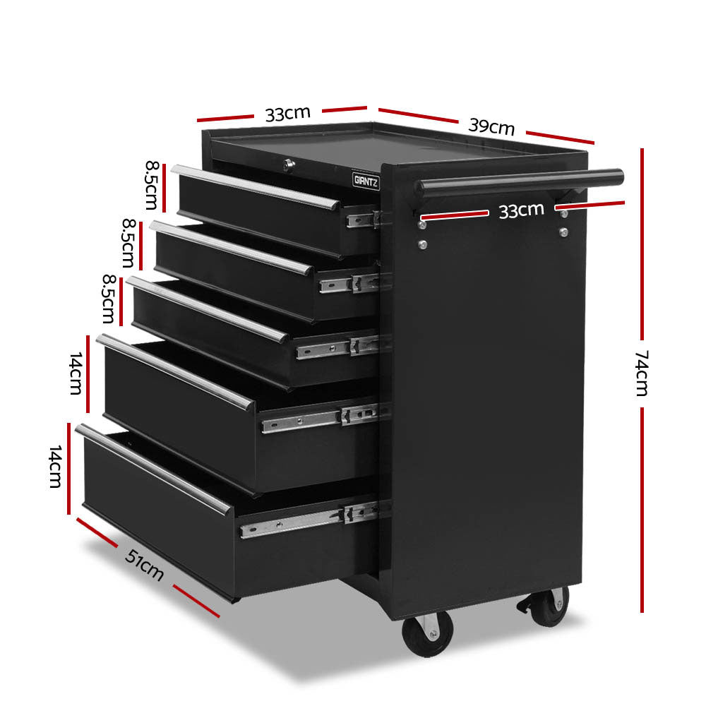 Giantz 14 Drawer Tool Box Cabinet Chest Mechanic Garage Storage Trolley Black