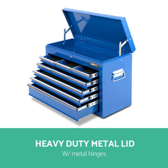 Giantz 14 Drawer Tool Box Cabinet Chest Mechanic Garage Storage Trolley Blue