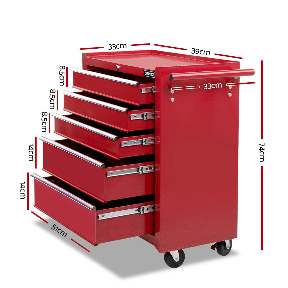 Giantz 14 Drawer Tool Box Cabinet Chest Mechanic Garage Storage Trolley Red