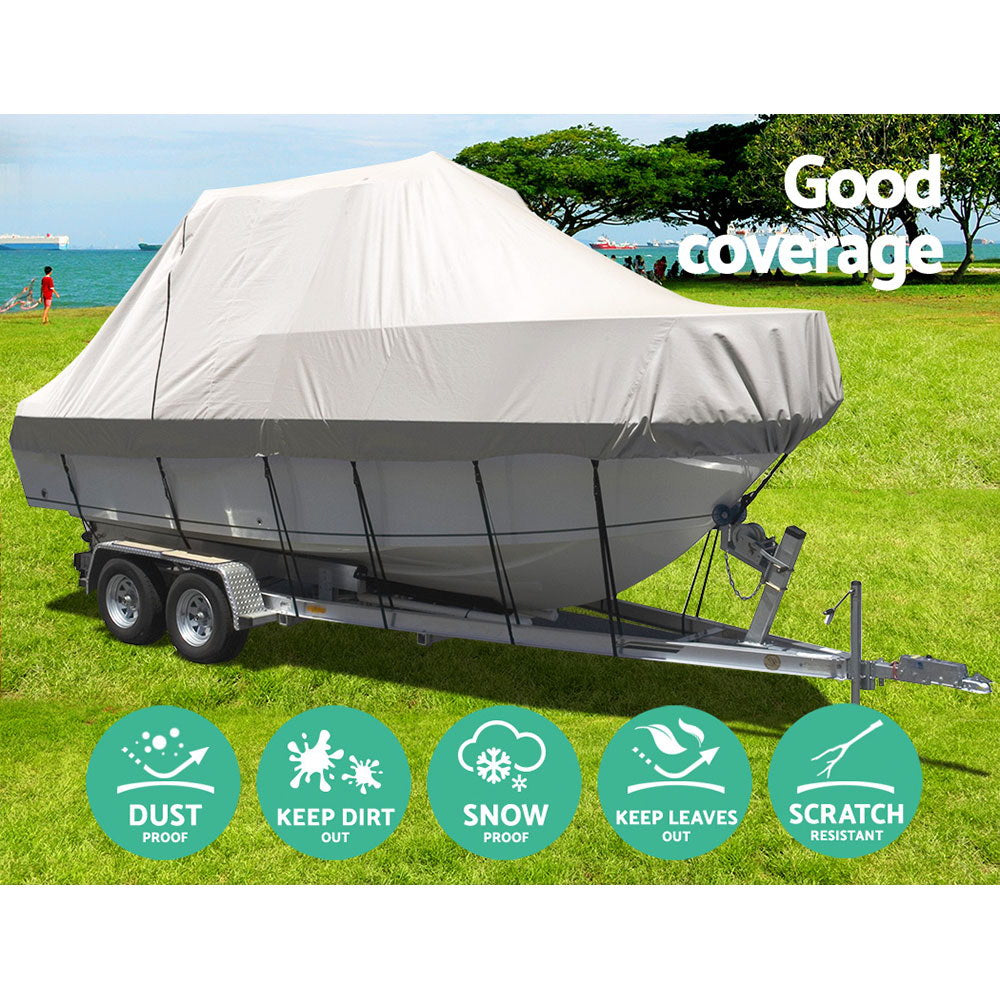 Seamanship Boat Cover 23-25ft Trailerable Jumbo Marine 600D Heavy Duty Grey