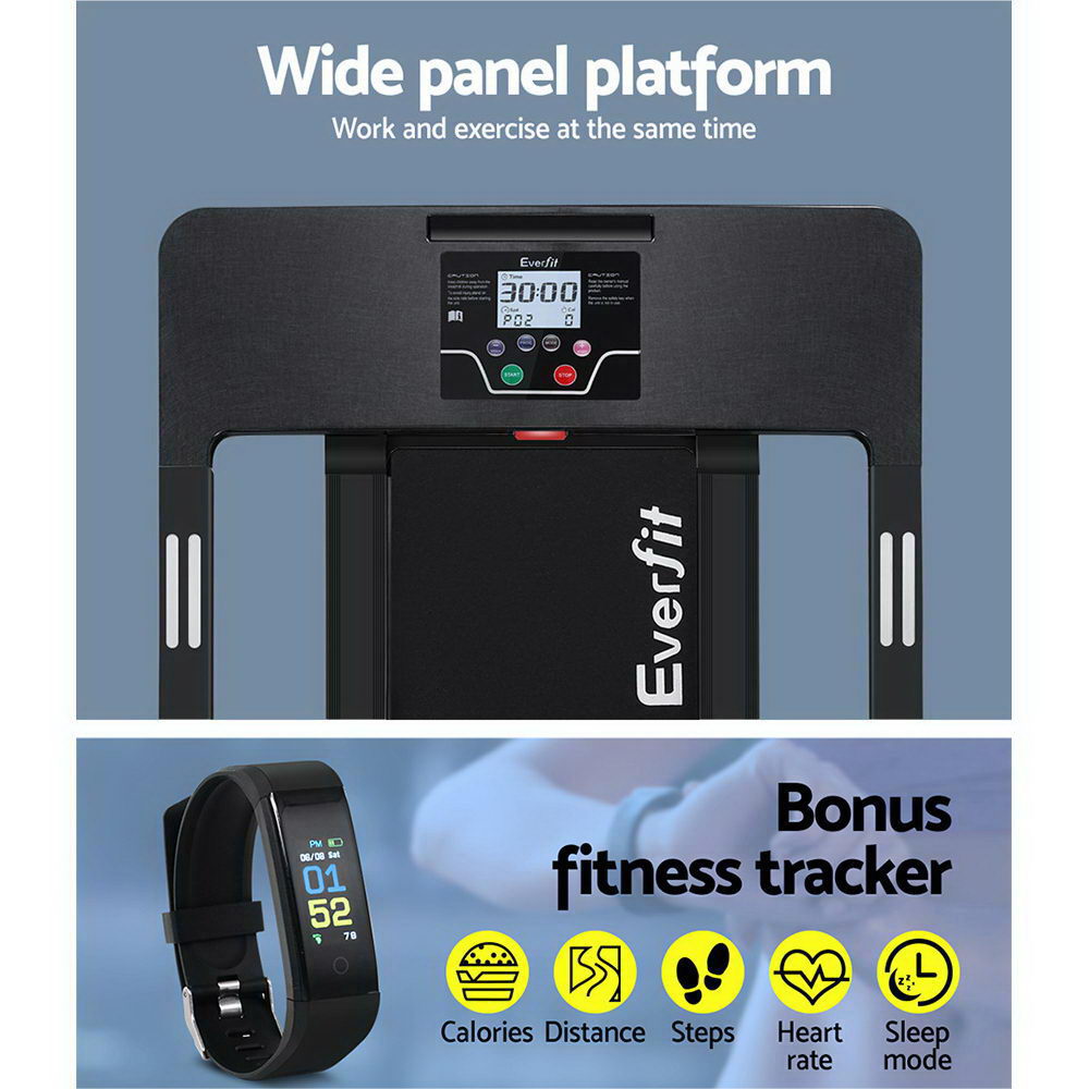 Everfit Treadmill Electric Home Gym Fitness Exercise Fully Foldable 420mm Black