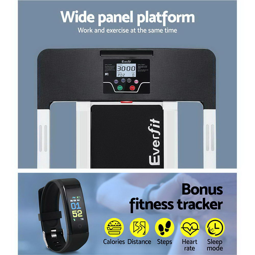 Everfit Treadmill Electric Home Gym Fitness Exercise Fully Foldable 420mm White