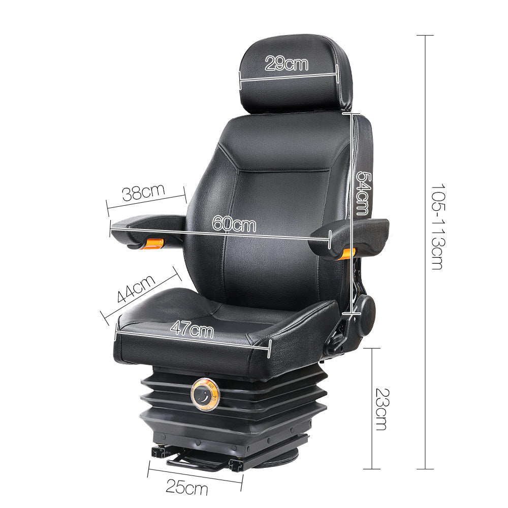 Giantz Tractor Seat Forklift Excavator Truck Universal Backrest Chair PU Leather