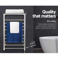 Devanti Electric Heated Towel Rail Rack 14 Bars Wall Mounted Clothes Dry Warmer