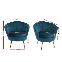 Artiss Armchair Velvet Blue Callista