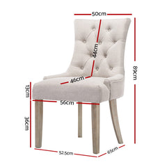 Artiss Dining Chairs Set of 2 Linen French Provincial Beige