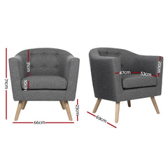 Artiss Armchair Tub Chair Grey Adora