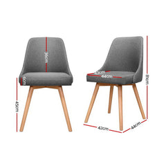 Artiss Dining Chairs Set of 2 Fabric Wooden Grey