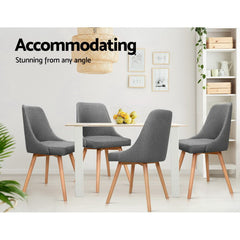 Artiss Dining Chairs Set of 2 Fabric Wooden Grey