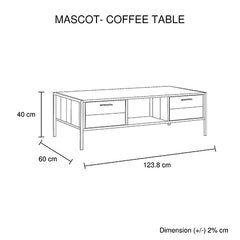 Mascot Coffee Table Living Room Unit with Drawer Oak Colour