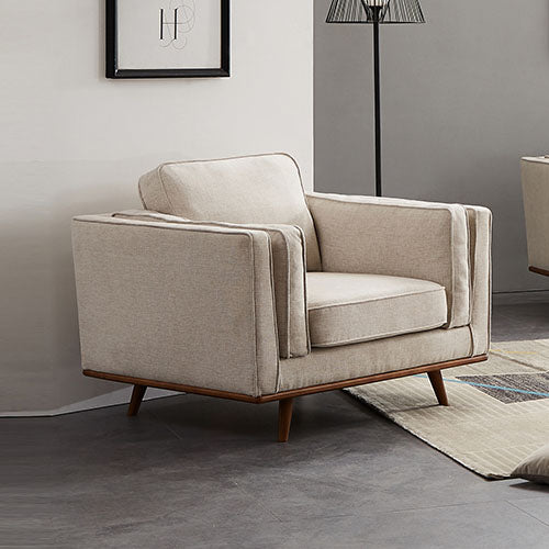 York Sofa 1 Seater Fabric Cushions Modern Sofa Beige Colour