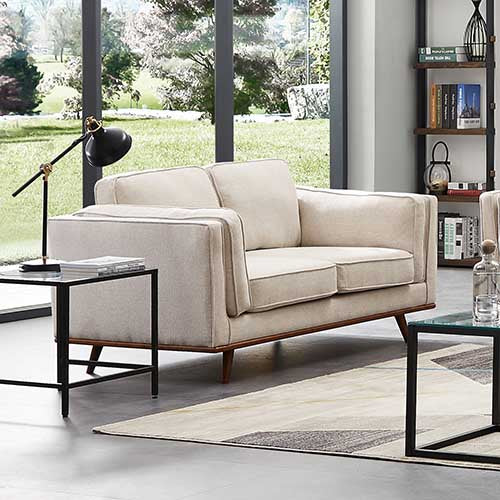 York Sofa 2 Seater Fabric Cushions Modern Sofa Beige Colour