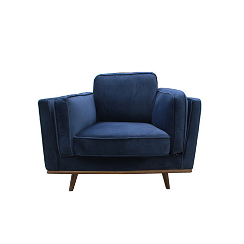 York Sofa 1 Seater Fabric Cushion Modern Sofa Blue Colour