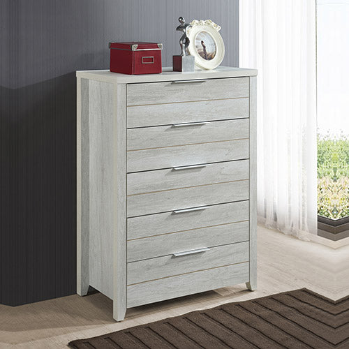 Cielo Tallboy White Bedroom Drawer Cabinet Ash