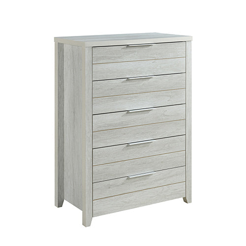 Cielo Tallboy White Bedroom Drawer Cabinet Ash