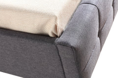 King Single Linen Fabric Deluxe Bed Frame Grey